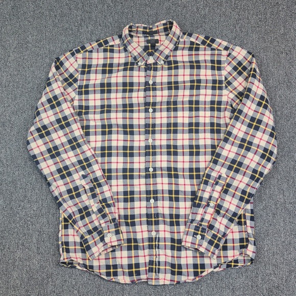 J.Crew Preppy Plaid Oxford Shirt Large Slim Multi-Color Button Down Cotton Ivy — photo 2